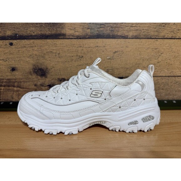RARE Bedazzle SKECHERS Women's D'Lites Lightweight Memory Foam Sneakers 11 White - Picture 1 of 10